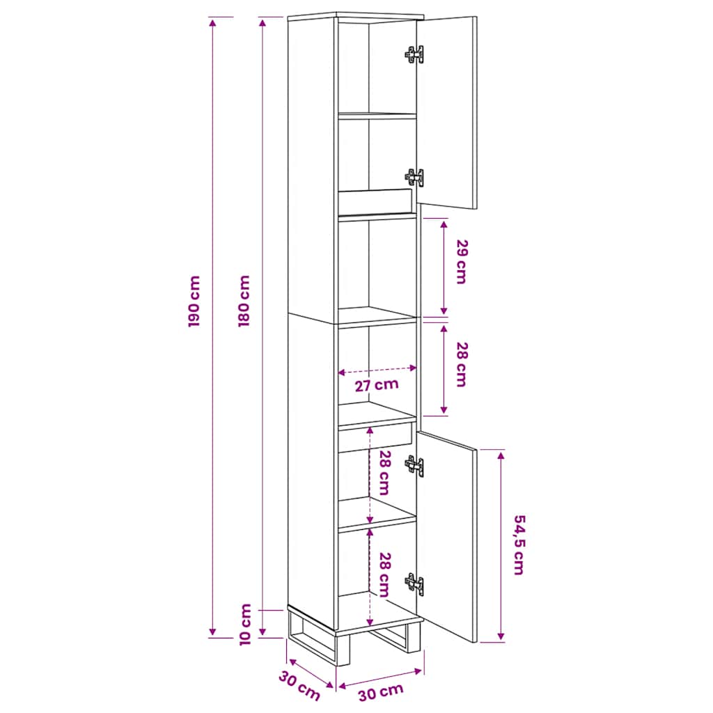 Badschrank Artisan-Eiche 30x30x190 cm Holzwerkstoff