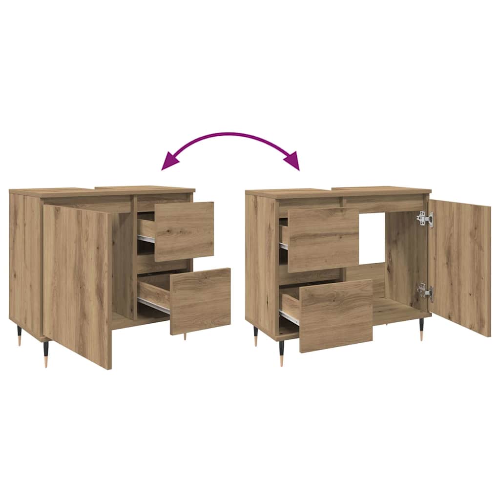 Badschrank Artisan-Eiche 65x33x60 cm Holzwerkstoff