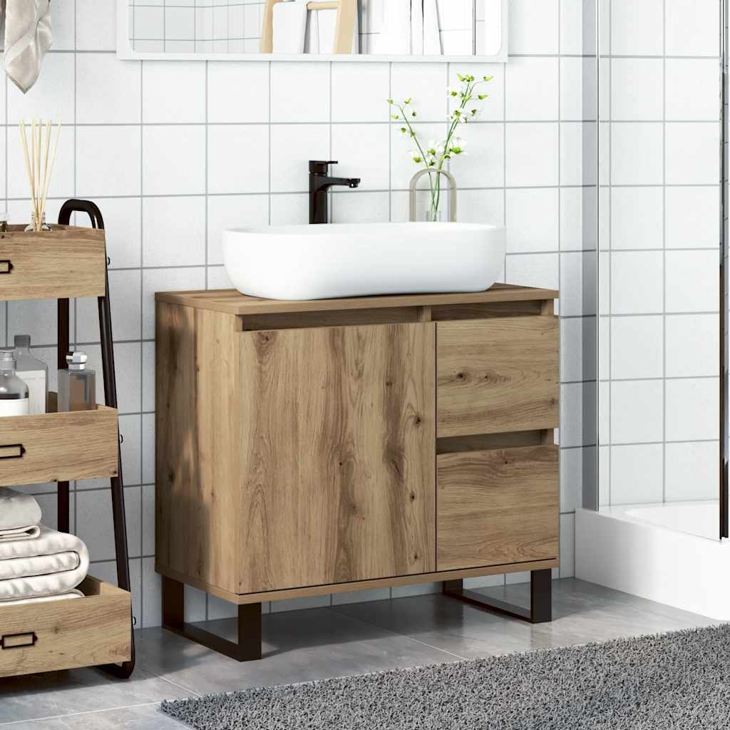 Waschbeckenunterschrank Artisan-Eiche 65x33x60 cm Holzwerkstoff