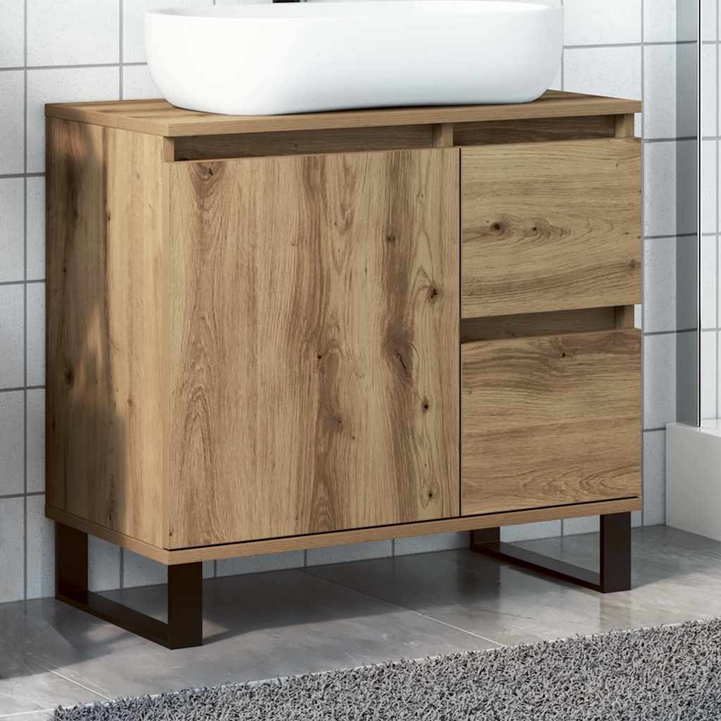 Waschbeckenunterschrank Artisan-Eiche 65x33x60 cm Holzwerkstoff
