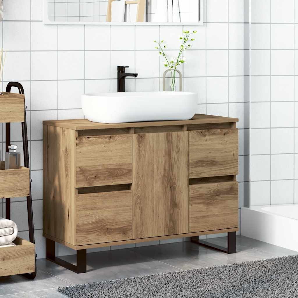 Waschbeckenunterschrank Artisan-Eiche 80x33x60 cm Holzwerkstoff