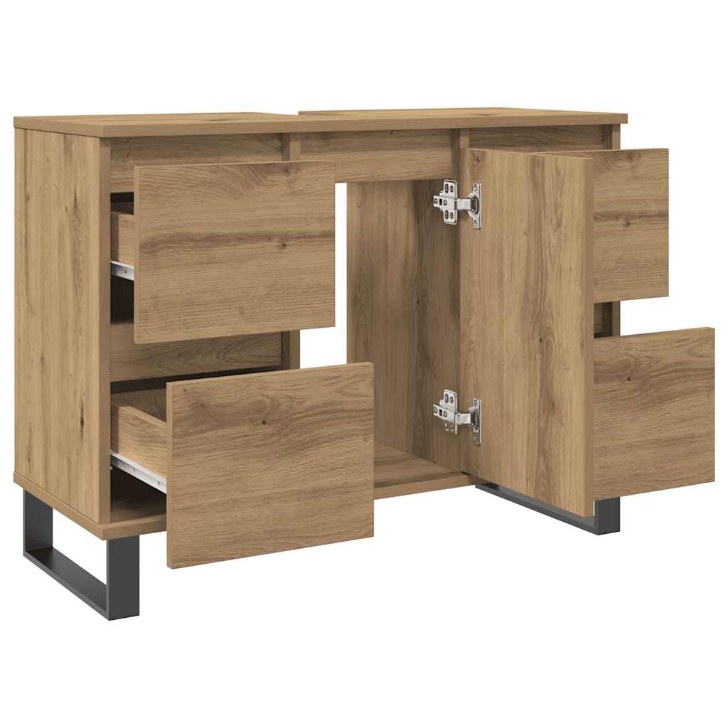 Waschbeckenunterschrank Artisan-Eiche 80x33x60 cm Holzwerkstoff