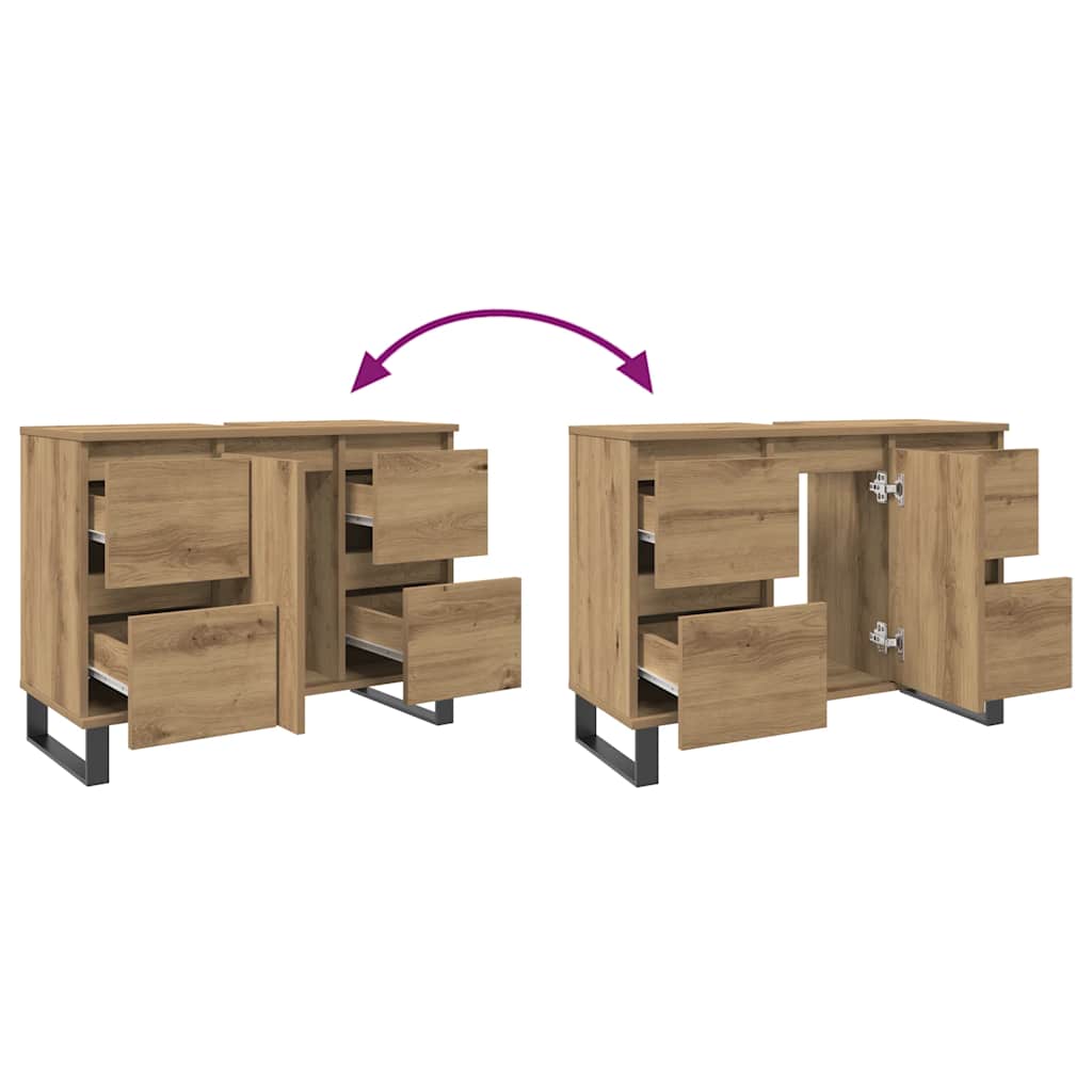 Waschbeckenunterschrank Artisan-Eiche 80x33x60 cm Holzwerkstoff