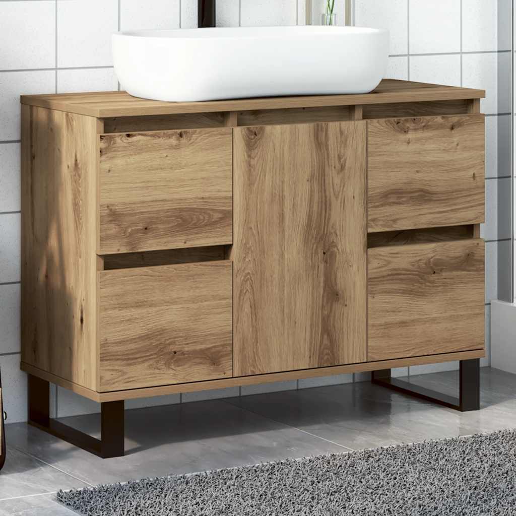 Waschbeckenunterschrank Artisan-Eiche 80x33x60 cm Holzwerkstoff