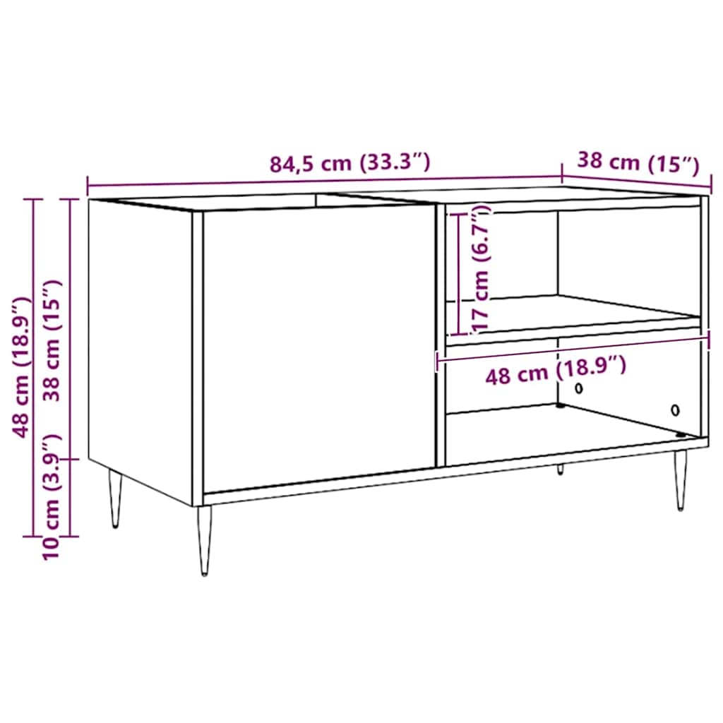 Plattenschrank Artisan-Eiche 84,5x38x48 cm Holzwerkstoff