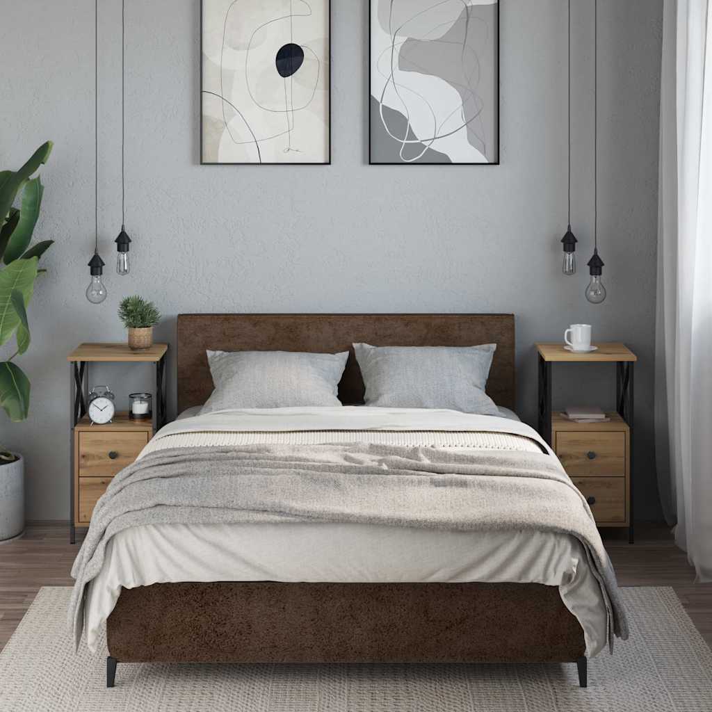 Nachttische 2 Stk. Artisan-Eiche 34x35,5x70 cm Holzwerkstoff