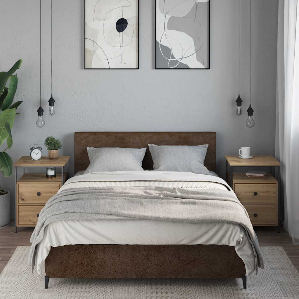 Nachttische 2 Stk. Artisan-Eiche 44x45x60 cm Holzwerkstoff