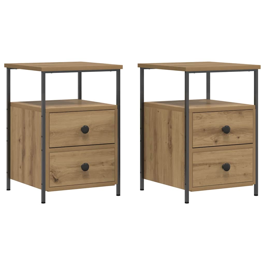 Nachttische 2 Stk. Artisan-Eiche 34x35,5x50 cm Holzwerkstoff