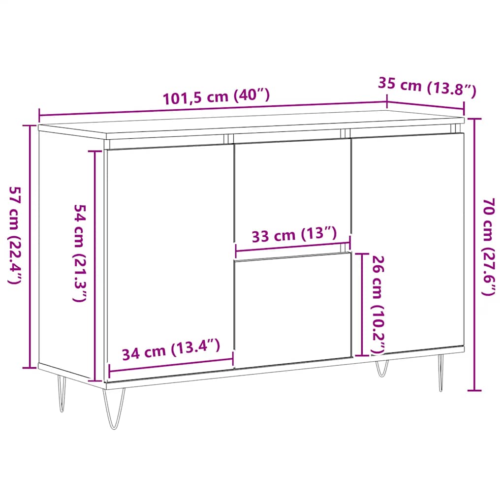 Sideboard Altholz-Optik 101,5x35x70 cm Holzwerkstoff