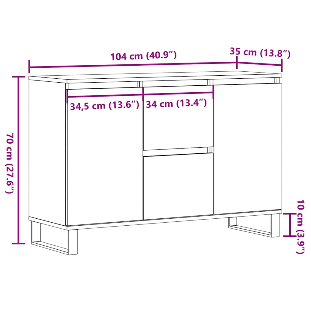 Sideboard Altholz-Optik 101,5x35x70 cm Holzwerkstoff