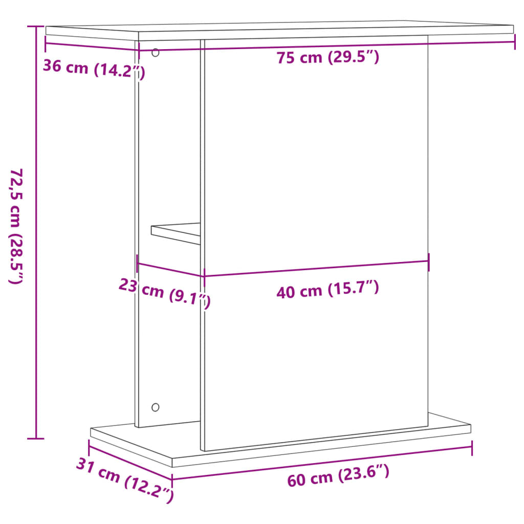 Aquariumständer Altholz 36x75x72,5 cm Holzwerkstoff