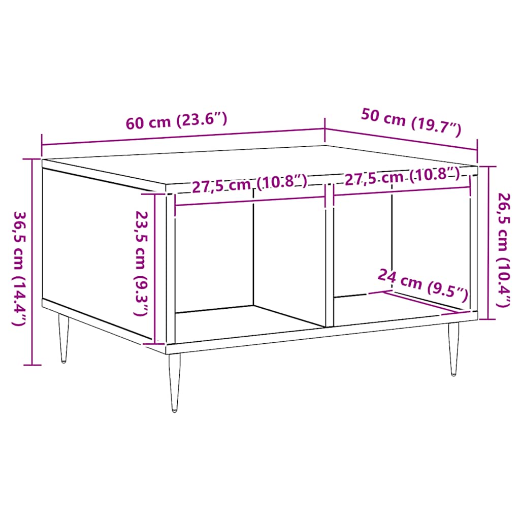 Couchtisch Artisan-Eiche 60x50x36,5 cm Holzwerkstoff