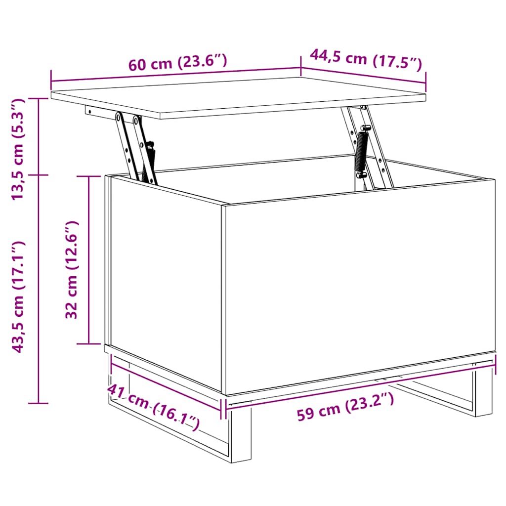 Couchtisch Altholz-Optik 60x44,5x45 cm Holzwerkstoff