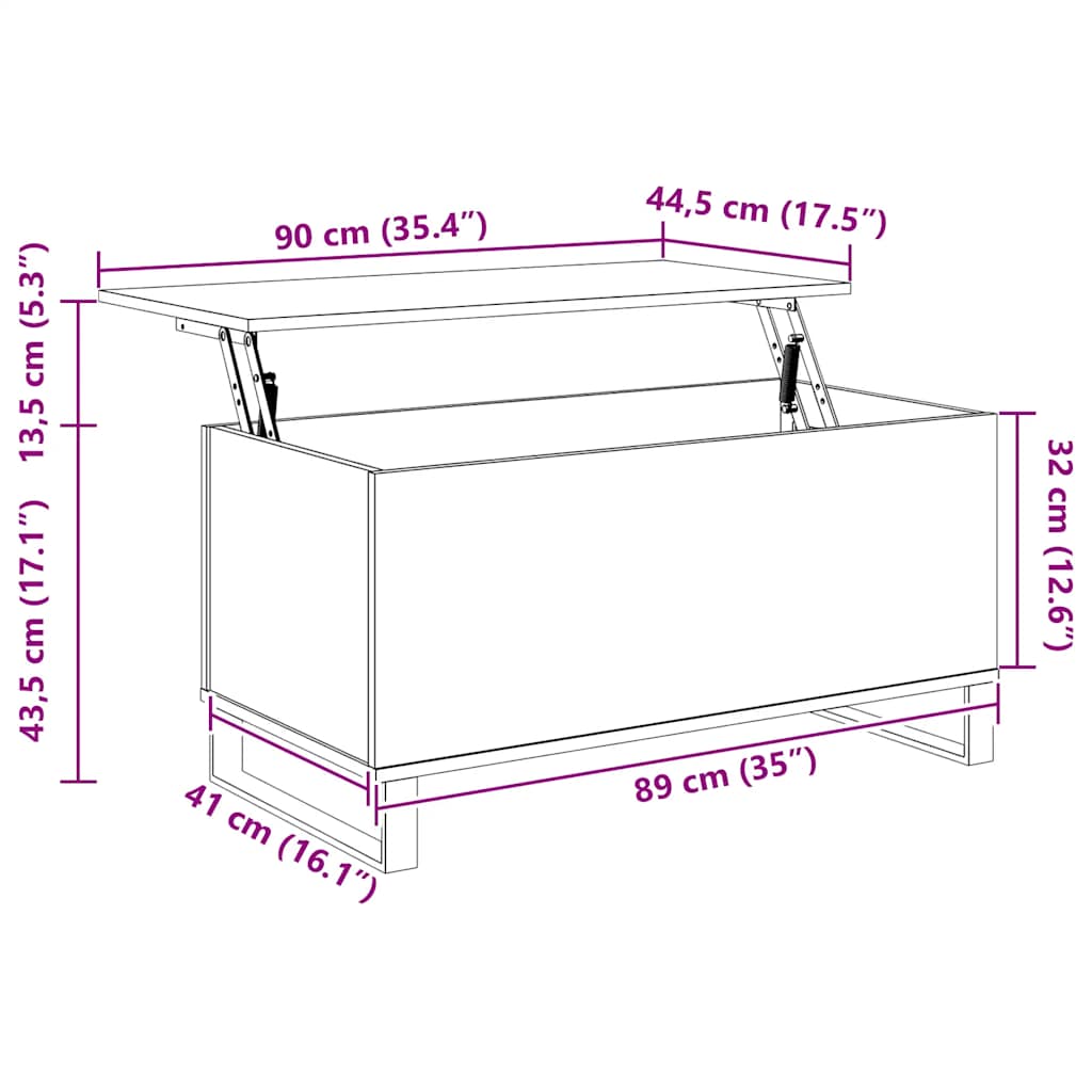 Couchtisch Altholz-Optik 90x44,5x45 cm Holzwerkstoff