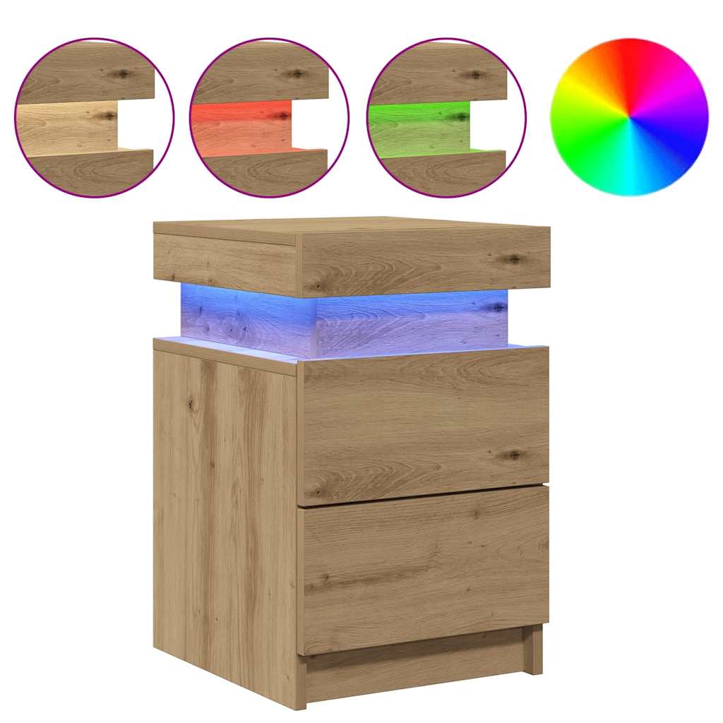 LED-Nachttisch Artisan-Eiche 35x39x55 cm Holzwerkstoff