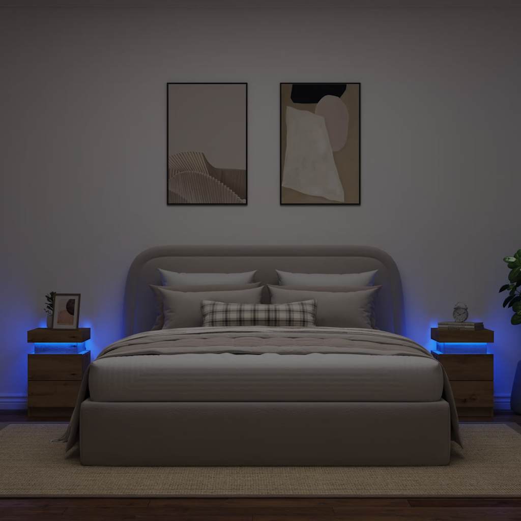 LED-Nachttische 2 Stk. Artisan-Eiche 35x39x55 cm Holzwerkstoff