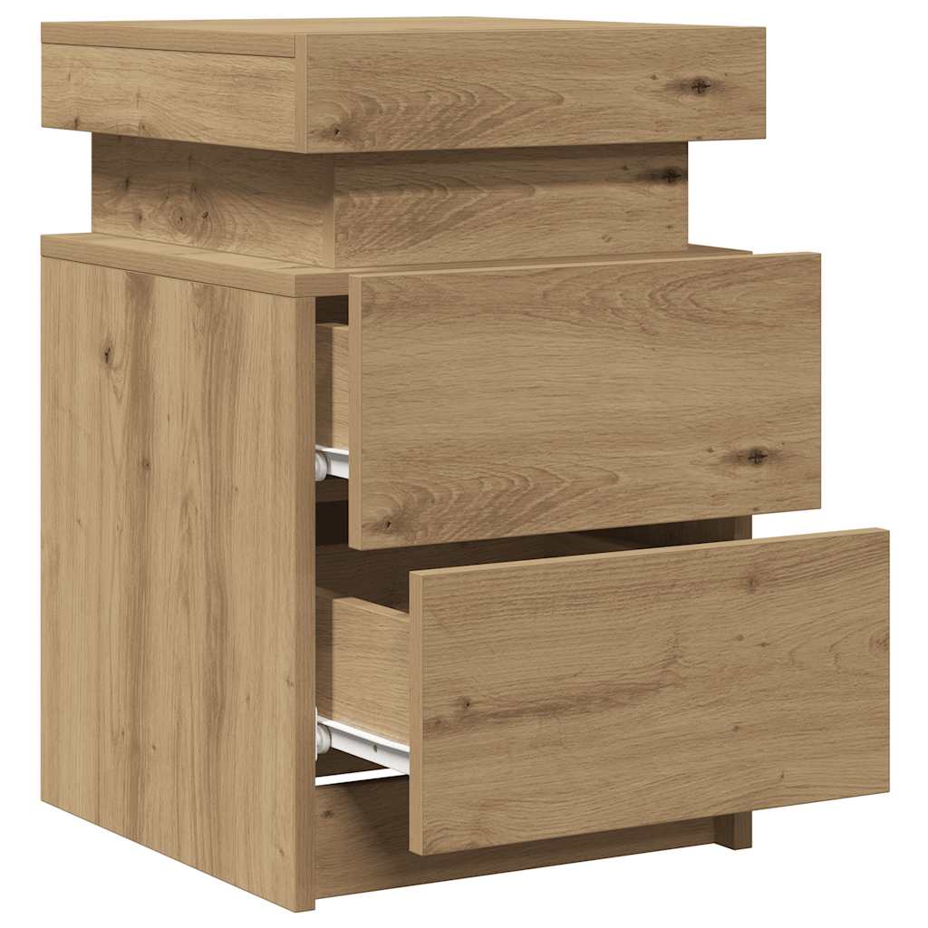 LED-Nachttische 2 Stk. Artisan-Eiche 35x39x55 cm Holzwerkstoff