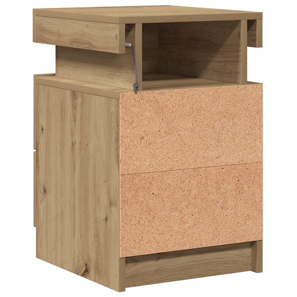 LED-Nachttische 2 Stk. Artisan-Eiche 35x39x55 cm Holzwerkstoff