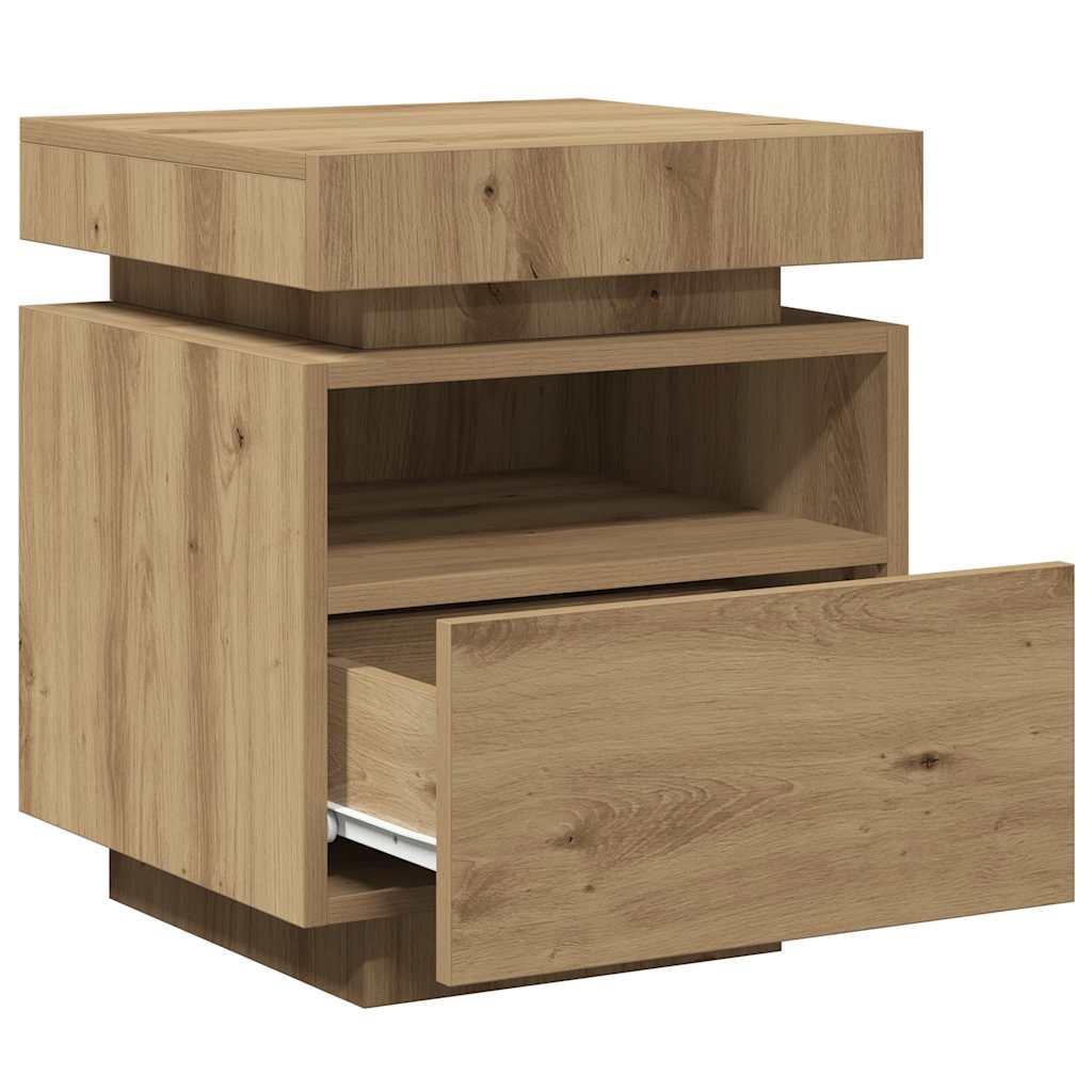 Nachttisch mit LED-Leuchten Artisan-Eiche 40x39x48,5 cm