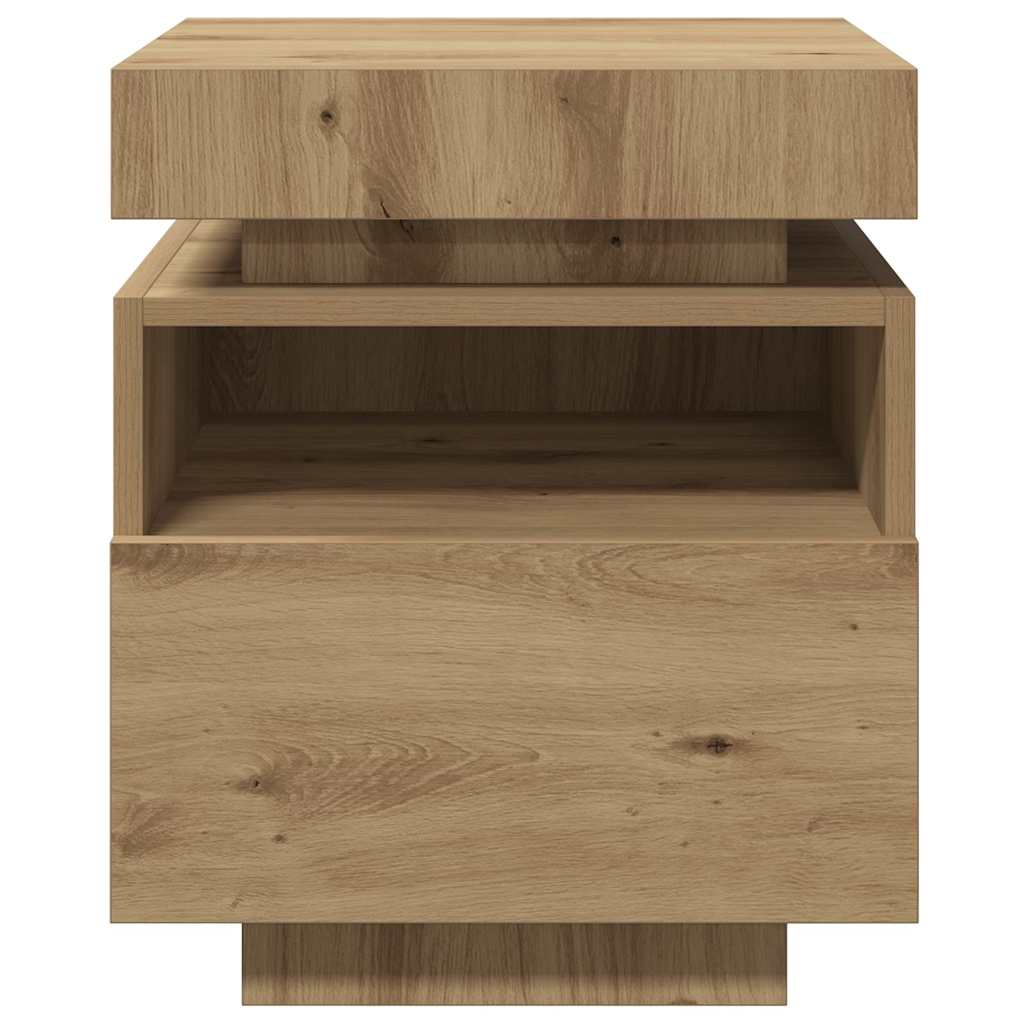 Nachttisch mit LED-Leuchten Artisan-Eiche 40x39x48,5 cm