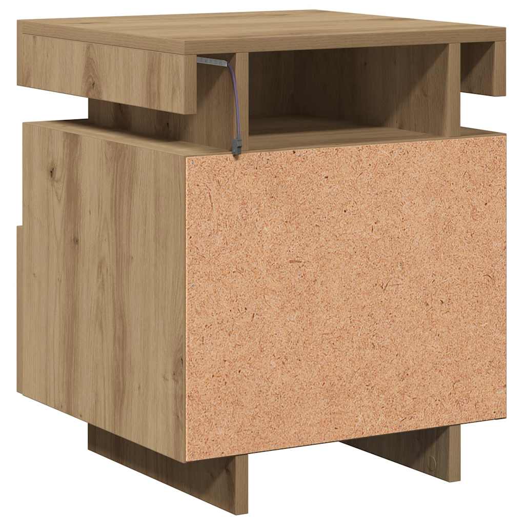 Nachttisch mit LED-Leuchten Artisan-Eiche 40x39x48,5 cm