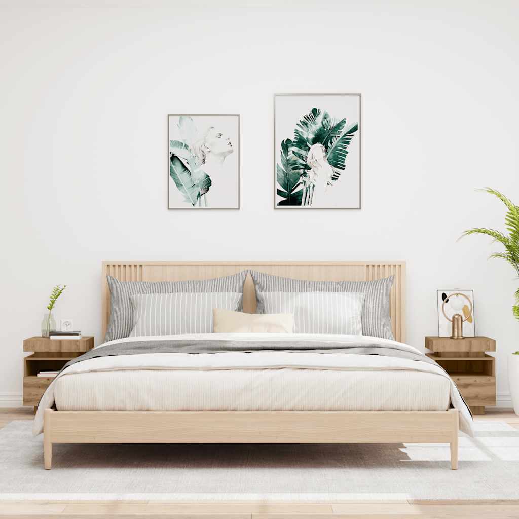 Nachttische mit LED-Leuchten 2 Stk. Artisan-Eiche 40x39x48,5 cm