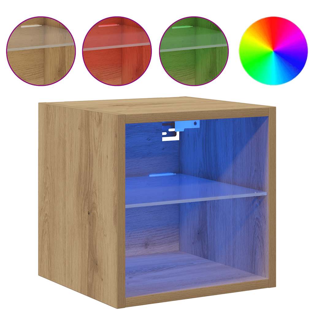 TV-Wandschrank mit LED-Leuchten Artisan-Eiche 30x28,5x30cm