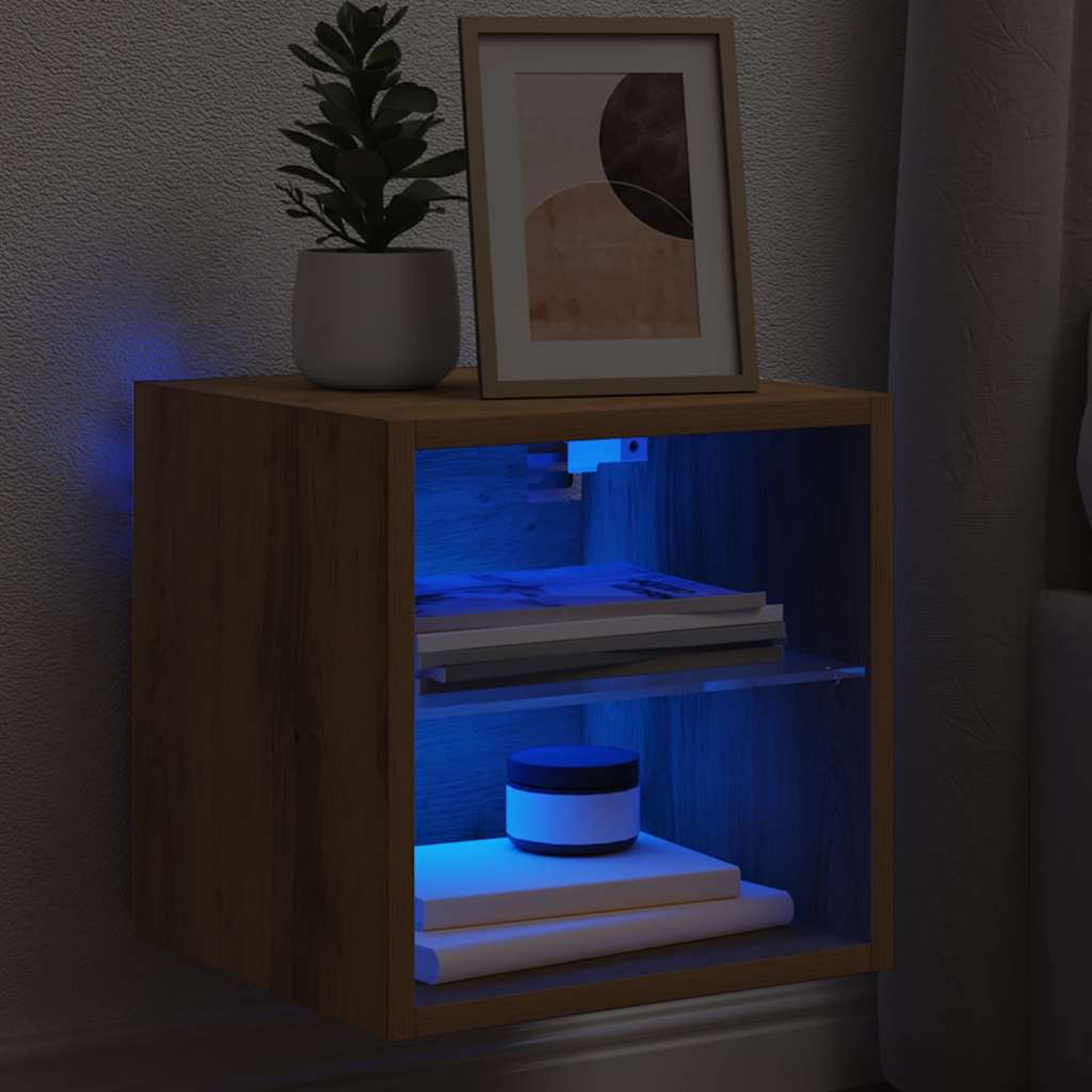 TV-Wandschrank mit LED-Leuchten Artisan-Eiche 30x28,5x30cm