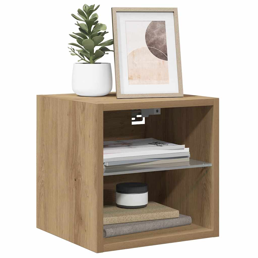 TV-Wandschrank mit LED-Leuchten Artisan-Eiche 30x28,5x30cm