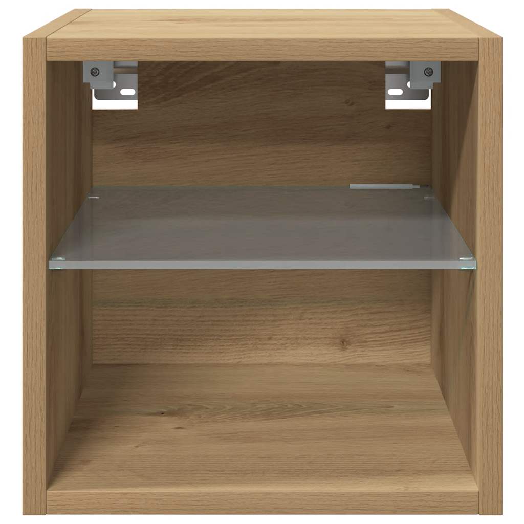 TV-Wandschrank mit LED-Leuchten Artisan-Eiche 30x28,5x30cm