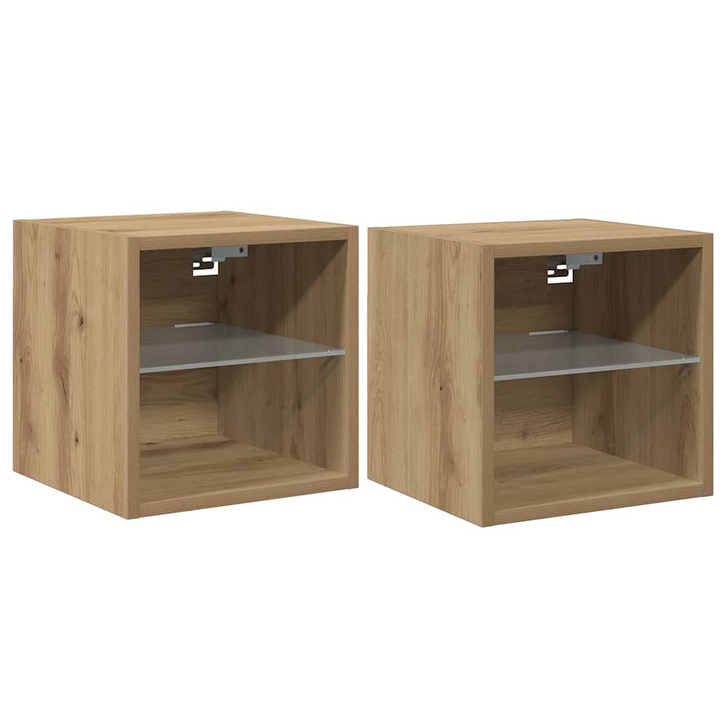 TV-Wandschränke mit LED-Leuchten 2 Stk. Artisan-Eiche