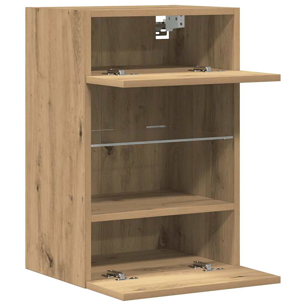 Wandschränke mit LED-Leuchten für TV 2 Stk. Artisan-Eiche
