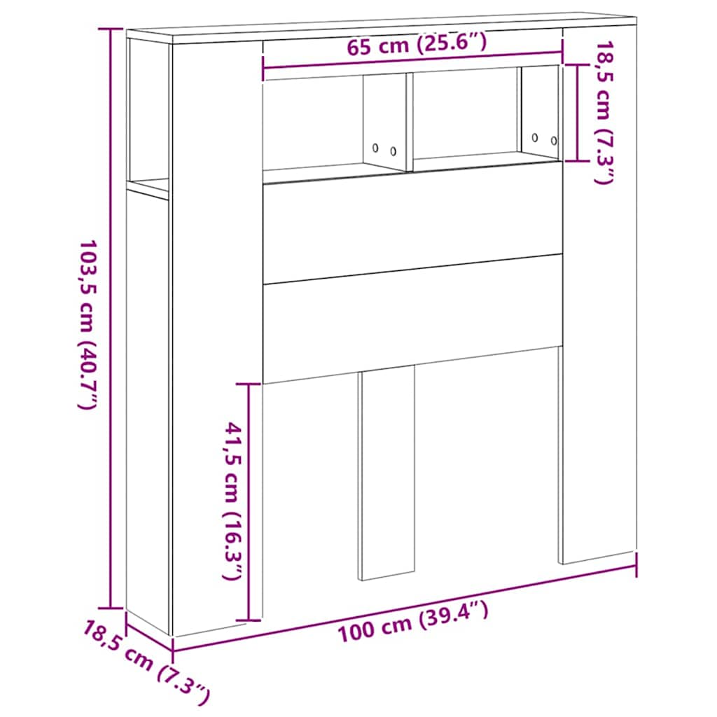 LED-Kopfteil Artisan-Eiche 100x18,5x103,5 cm Holzwerkstoff