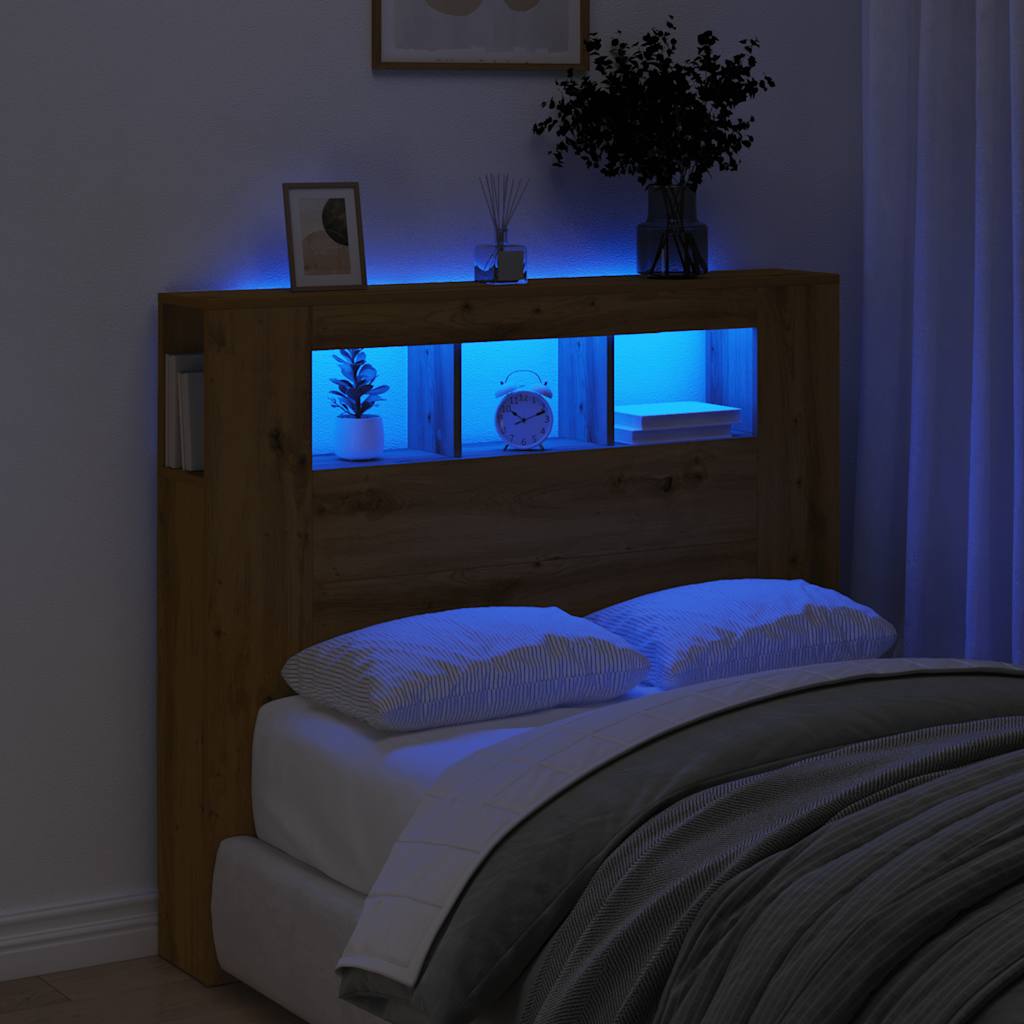 LED-Kopfteil Artisan-Eiche 120x18,5x103,5 cm Holzwerkstoff