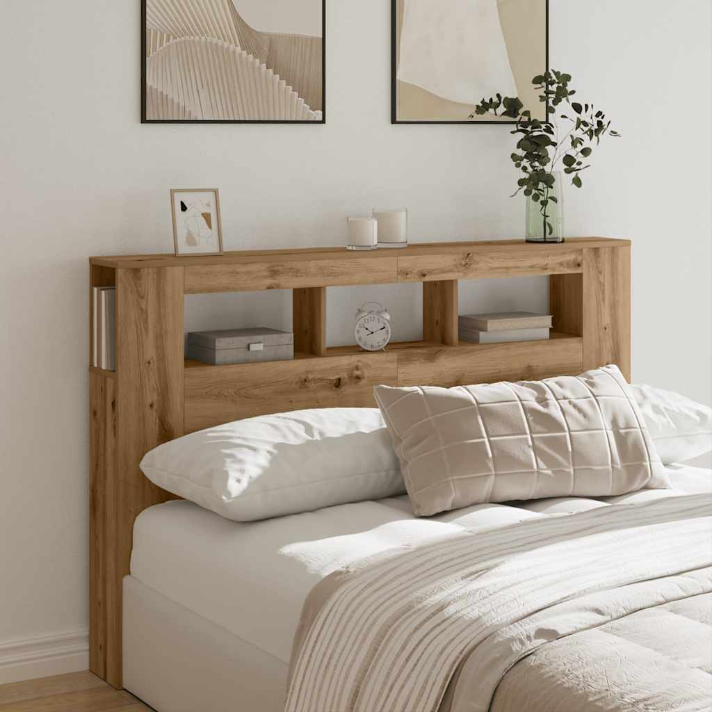 LED-Kopfteil Artisan-Eiche 160x18,5x103,5 cm Holzwerkstoff