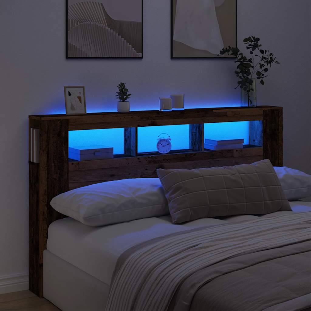 LED-Kopfteil Altholz-Optik 180x18,5x103,5 cm Holzwerkstoff