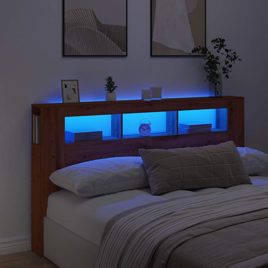LED-Kopfteil Artisan-Eiche 180x18,5x103,5 cm Holzwerkstoff