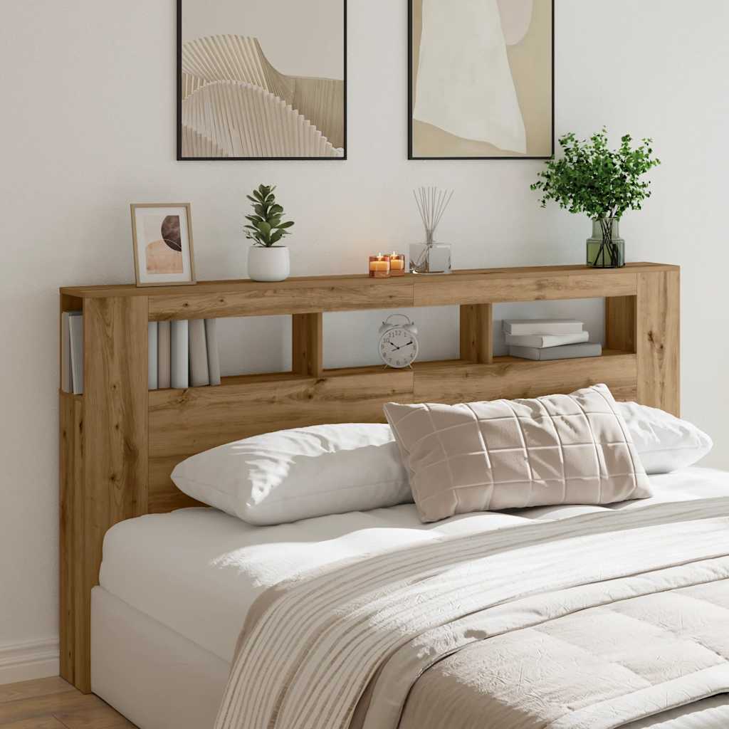 LED-Kopfteil Artisan-Eiche 200x18,5x103,5 cm Holzwerkstoff