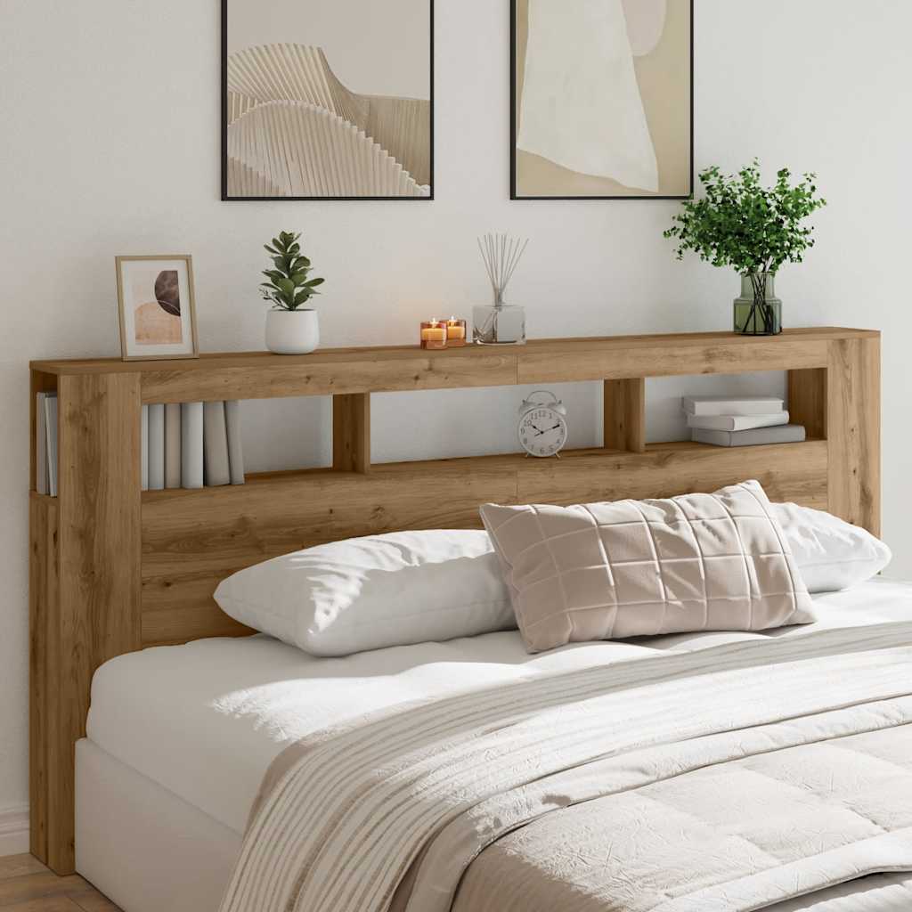 LED-Kopfteil Artisan-Eiche 220x18,5x103,5 cm Holzwerkstoff