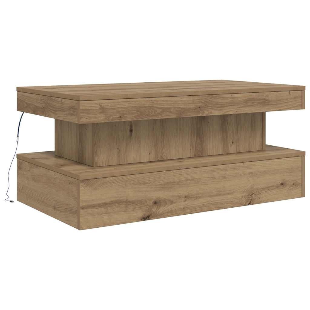 Couchtisch mit LED-Leuchten Artisan-Eiche 50x50x40 cm