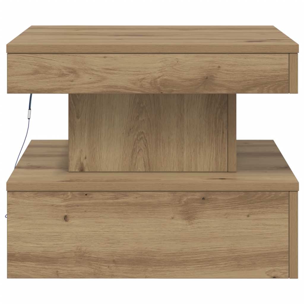 Couchtisch mit LED-Leuchten Artisan-Eiche 50x50x40 cm