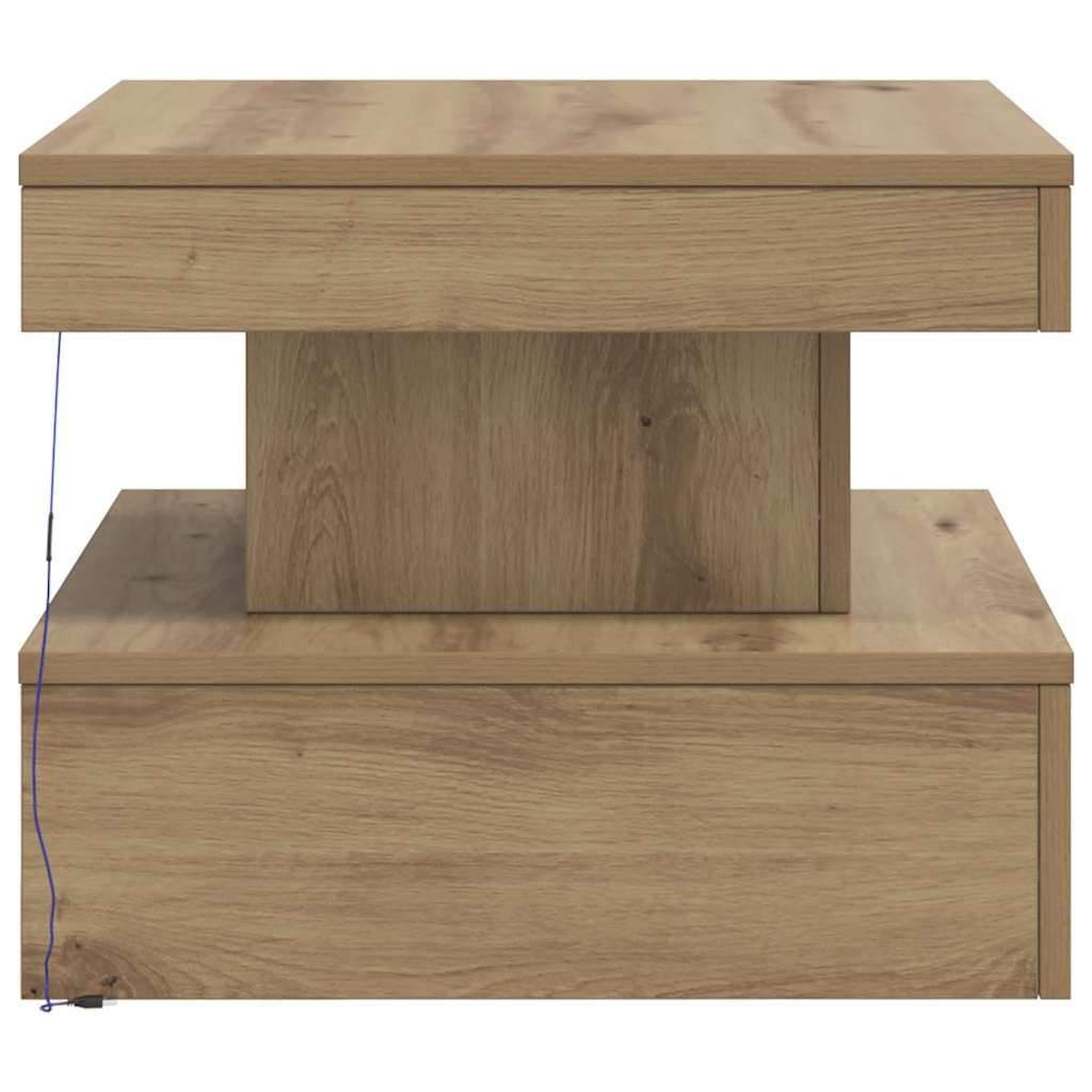 Couchtisch mit LED-Leuchten Artisan-Eiche 50x50x40 cm