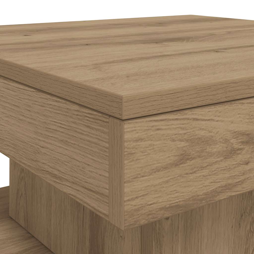 Couchtisch mit LED-Leuchten Artisan-Eiche 50x50x40 cm