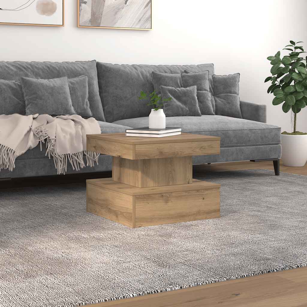 Couchtisch mit LED-Leuchten Artisan-Eiche 50x50x40 cm