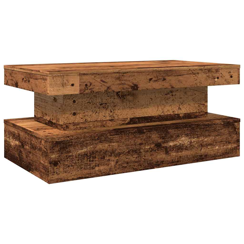 Couchtisch mit LED-Leuchten Altholz-Optik 90x50x40 cm