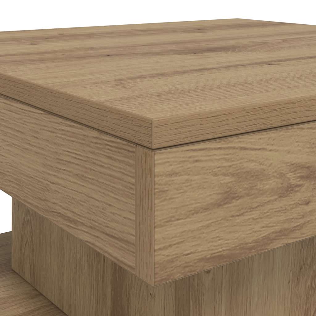 Couchtisch mit LED-Leuchten Artisan-Eiche 90x50x40 cm