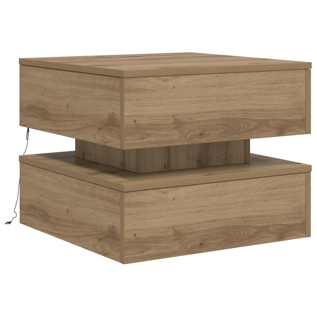 Couchtisch mit LED-Leuchten Artisan-Eiche 50x50x40 cm