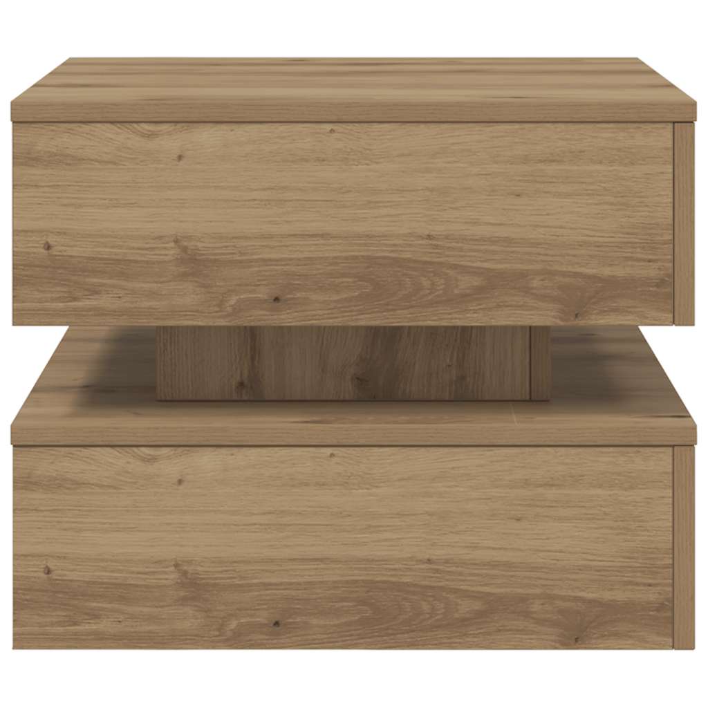 Couchtisch mit LED-Leuchten Artisan-Eiche 50x50x40 cm