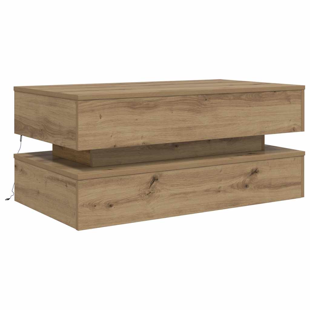 Couchtisch mit LED-Leuchten Artisan-Eiche 90x50x40 cm