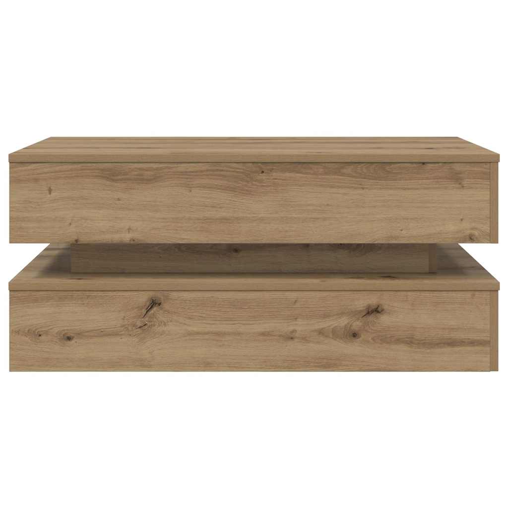 Couchtisch mit LED-Leuchten Artisan-Eiche 90x50x40 cm